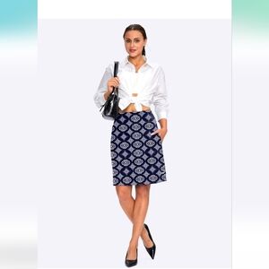 Viodia Navy Blue Patterned Midi Skort with Pockets UPF 50+ Size XS